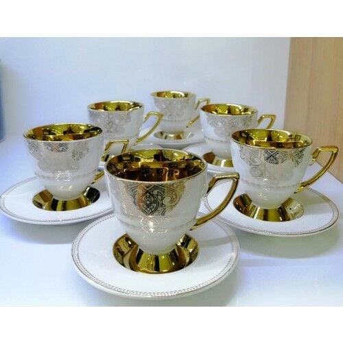 Acar Swan Gold Yaldızlı 6 Kişilik Porselen Kahve Fincan Takımı SYT-21-0100