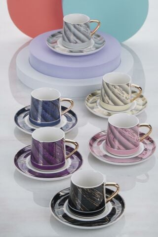 Acar Helios 6lı Porselen Kahve Fincanı Takımı HXF-012095