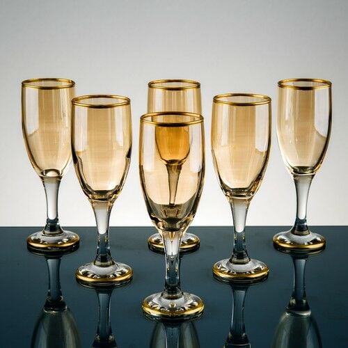 KCD SARI MAT ALTIN KAHVE YANI BARDAK 6 LI 044819-73835S