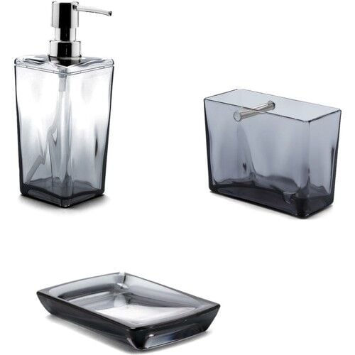 Primanova - Biga Şeffaf Siyah 3'lü Banyo Aksesuar Set