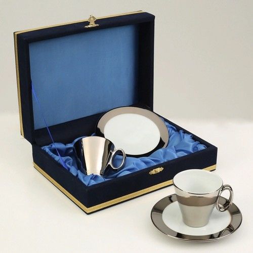 Vitale İkili Platin Kaplama Kahve Fincanı MTFK.0038-8