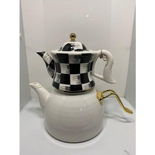 Duffy Siyah Damalı Emaye Çaydanlık 1BYR-2021