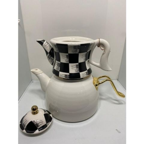 Duffy Siyah Damalı Emaye Çaydanlık 1BYR-2021