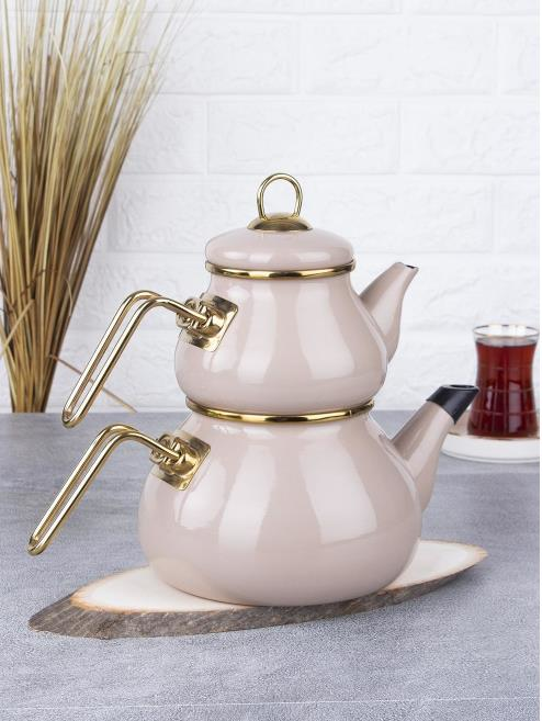 Acar Qualita Roly&Poly Emaye Çaydanlık Takımı Toprak XAP-012363