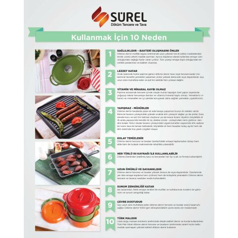 Sürel Döküm Demir Sahan Tava - 22cm - Yakut Kırmızı