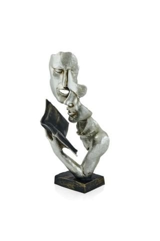 Beyler Dekoratif Biblo Kitap Okuyanlar Gümüş 2FND-332