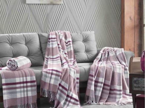 Sesli Home Comfort Battaniye Bordo Kareli 150x200 SKC18367A