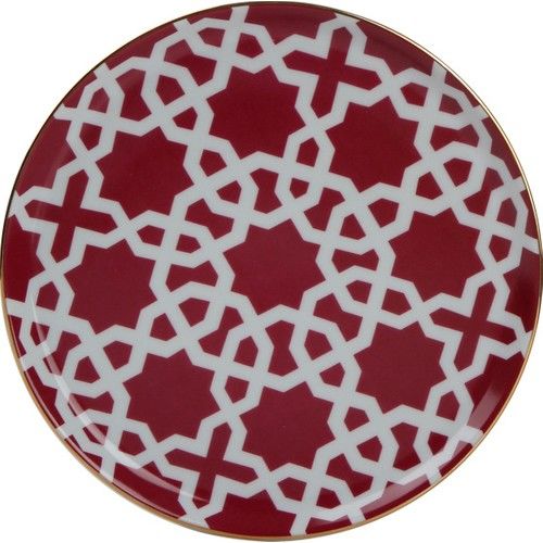 Porland Morocco Porselen Düz Tabak Desen5 Fuşya 20cm