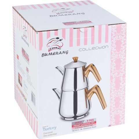 Cooker Piramit Çaydanlık Takımı Çelik Aile Boy CKR2790