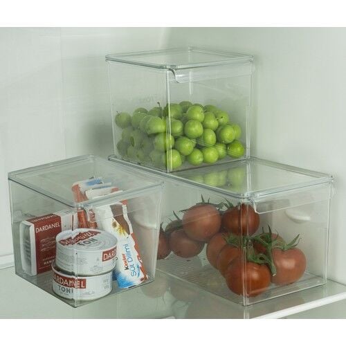 Primanova Kapaklı Buzdolabı ve Dolap Raf Düzenleyici 3'lü Set M-E73-S1-16