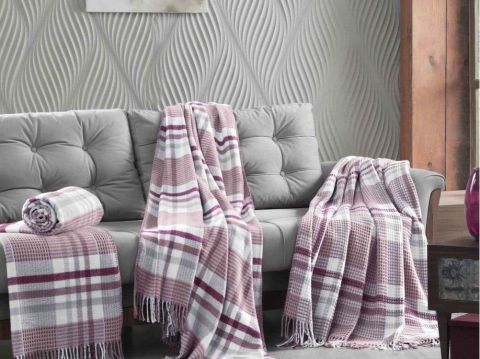 Sesli Home Comfort Battaniye Bordo Kareli 200x220 SKC18367A