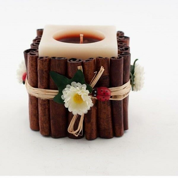 Beyler Tarçın Kabuklu Kare Mum 7,5*8CM 1LGH-200130