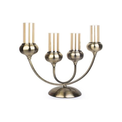 Acar Vilza 4'lü Oval Cam Şamdan - 44 cm - TYU-009454/8