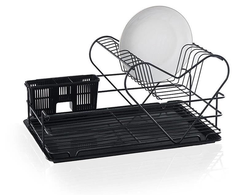 Acar 31 x 46 cm Siyah Krom Kalpli Katlı Bulaşık Sepeti 016994/6