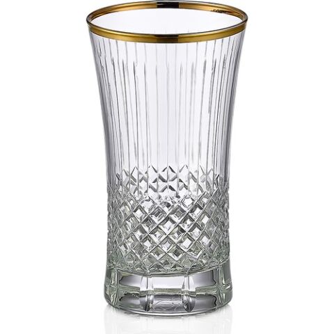 Kcd Antik Altın Kesme El Dekor Yaldızlı 6 Adet Desenli Su ve Meşrubat Bardak Takımı