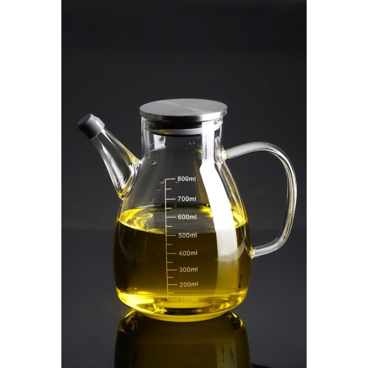 Acar Evie Metal Kapaklı Oval Cam Yağdanlık - 800 ml