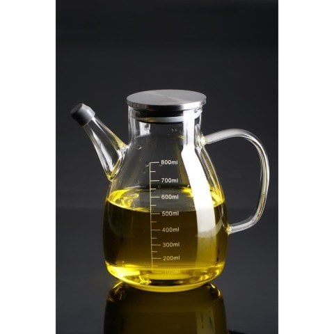 Acar Evie Metal Kapaklı Oval Cam Yağdanlık - 800 ml