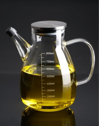 Acar Evie Metal Kapaklı Oval Cam Yağdanlık - 800 ml