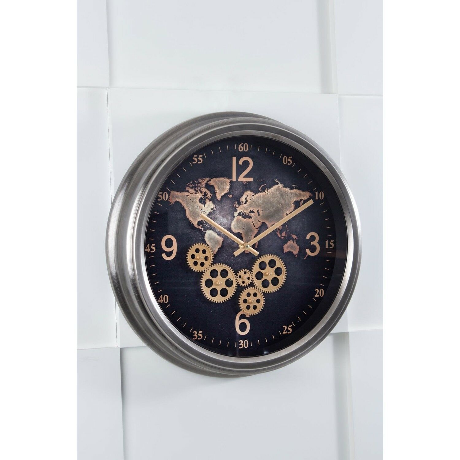 Acar Milan Çarklı Duvar Saati Gümüş - CMK-011941/1