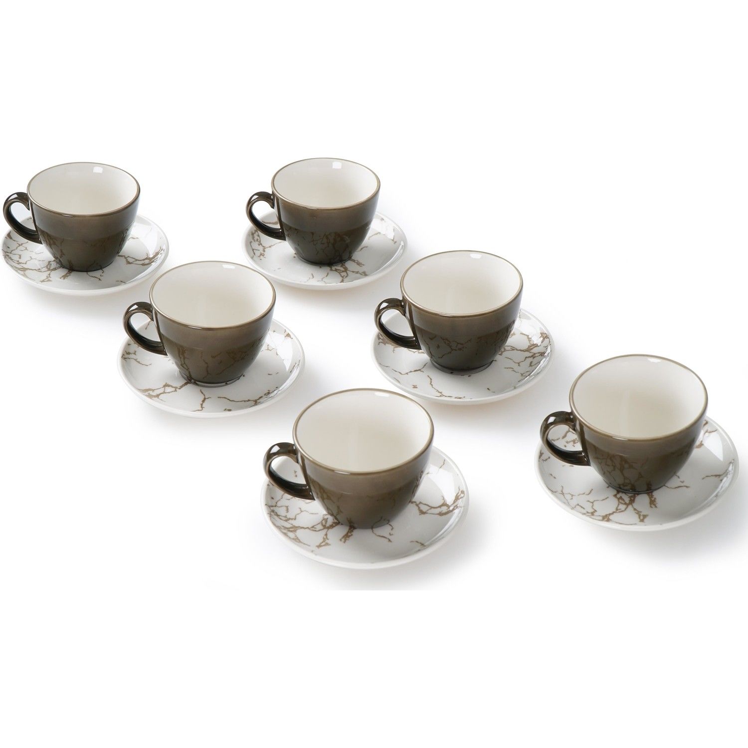 Acar Luna 6 Kişilik 12 Parça Porselen Çay Seti - Haki - TLU-011442/6