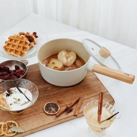 Neoflam D-NEOF218 Fika Cam Kapaklı Alüminyum Döküm Sos Tenceresi 18 cm.