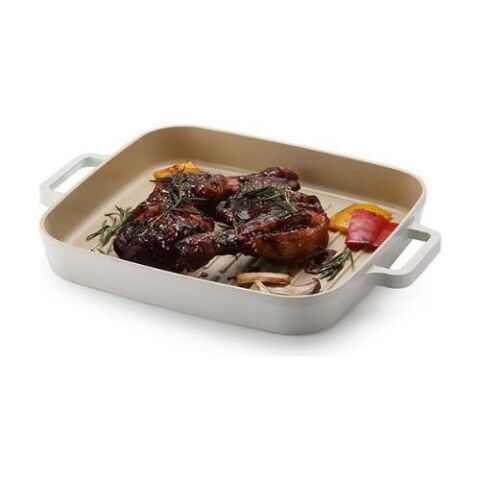 Neoflam Fika Alüminyum Döküm Dikdörtgen Izgara Tava 28 cm Metal Kulplu Grill - D-NEOF128G
