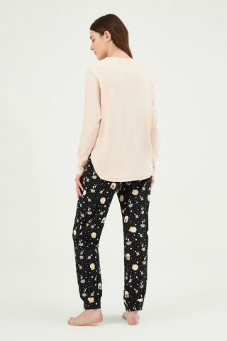 Eros 29572 İnterlok Küre Baskılı O Patlı Uzun Kol Pijama Takımı