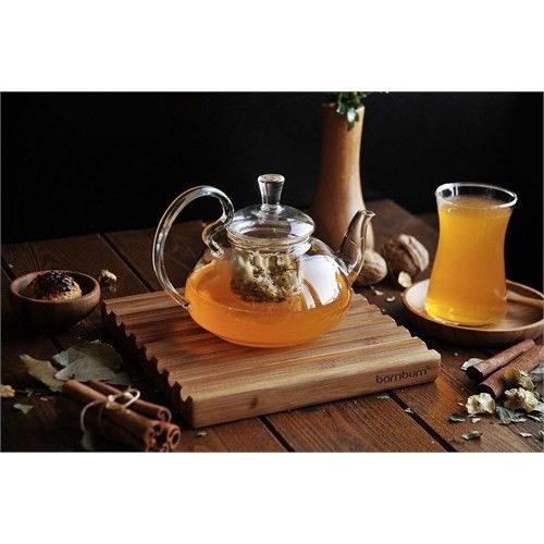 Taşev Bambum Jasmine Süzgeçli Cam Demlik 400 Ml.