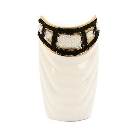 VİTALE ANDRA TAŞLI SERAMİK DEKORATİF BEYAZ MUMLUK AK.HQ0007