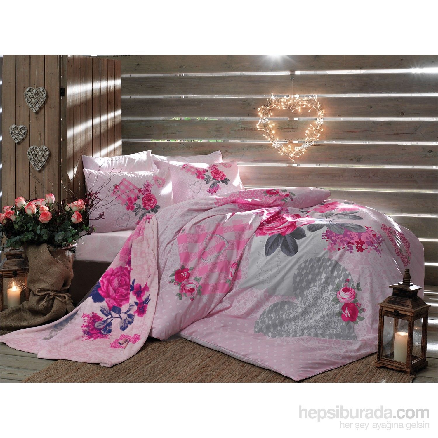 Taç Lavien Rose Çift Kişilik Nevresim Takımı + Throw