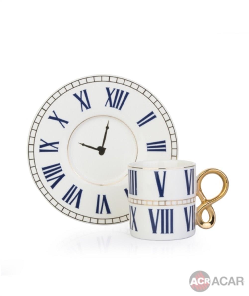 ACAR KAHVE FİNCAN TAKIMI ROMA RAKAM CAN-009090 MAVİ - SİYAH