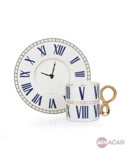 ACAR KAHVE FİNCAN TAKIMI ROMA RAKAM CAN-009090 MAVİ - SİYAH