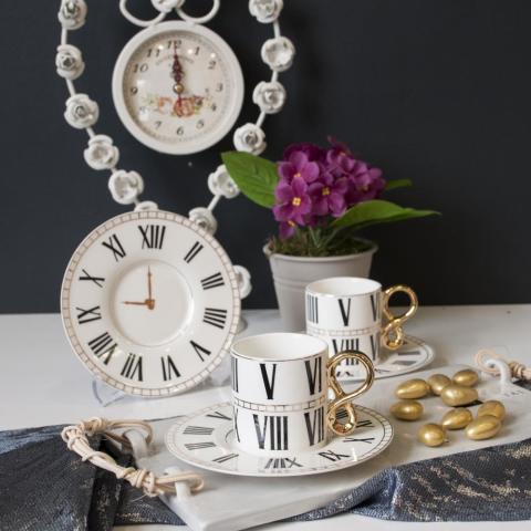 ACAR KAHVE FİNCAN TAKIMI ROMA RAKAM CAN-009090 MAVİ - SİYAH