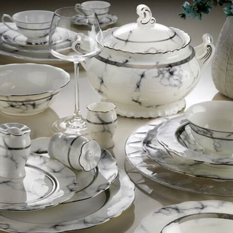 Ar Yıldız Pierre Royal Queen 83 Parça Porselen 12 Kişilik Yemek Takımı AR 60017