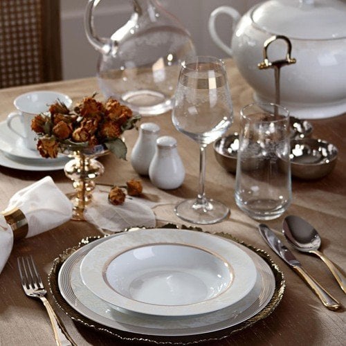 Pierre Cardin Secret Garden 86 Parça 12 Kişilik Premium Porselen Yemek Takımı