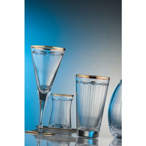 Kcd Zerafet Altın 31 Parça Cam Sofra Sunum Çeyiz Seti Su Bardak Takımı KCD6