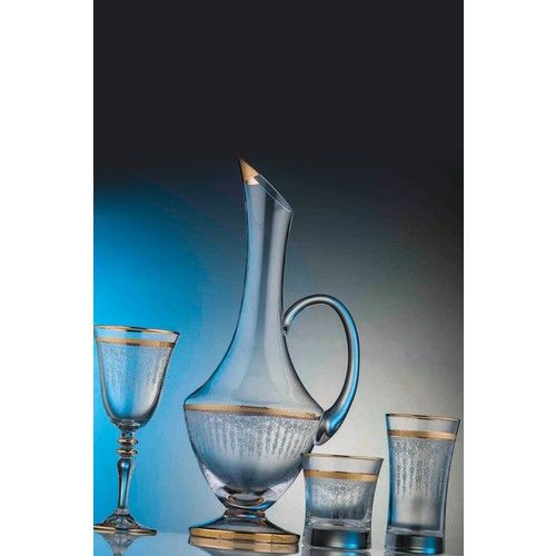 Kcd Efruz Altın 61 Parça Cam Sofra Sunum Çeyiz Seti Su Bardak Takımı