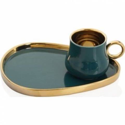 Acar Porselen Kahve Fincanı Takımı Kronos HXF-010688-Yeşil