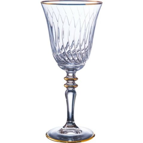 Kcd Daren Altın Kesme El Dekor Yaldızlı Desenli Cam 6 Adet Ayaklı Bardak Kadeh