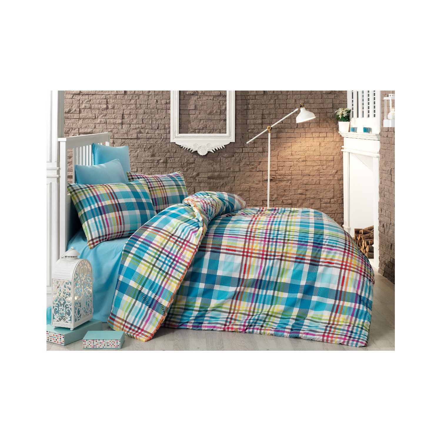 Majoli Çift Kişilik Ranforce Nevresim Takımı Multicolor Mavi