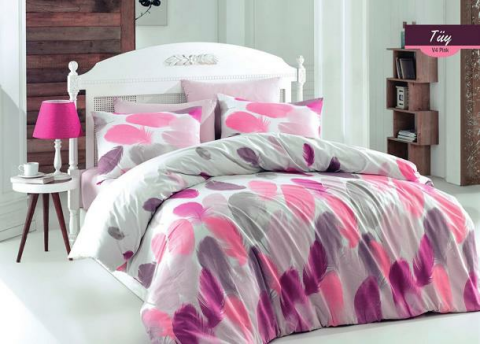 MAJOLİ RANFORCE %100 PAMUKLU NEVRESİM TAKIMI ÇİFT KİŞİLİK TÜY - PEMBE