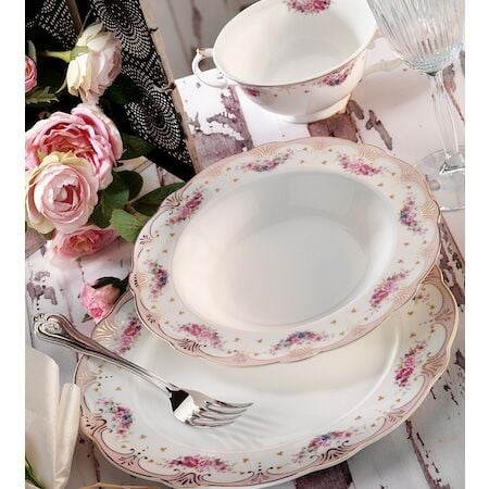 AR YILDIZ 83 PARÇA  AR 30063 PRESTIGE BONE PORSELEN 12 KİŞİLİK YEMEK TAKIMI