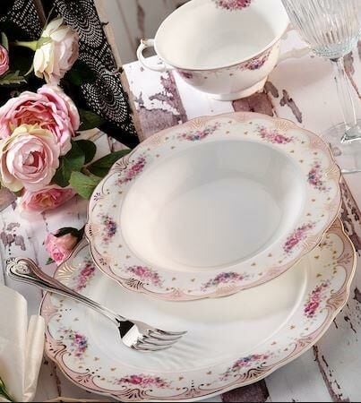 AR YILDIZ 83 PARÇA  AR 30063 PRESTIGE BONE PORSELEN 12 KİŞİLİK YEMEK TAKIMI