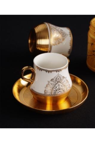 Acar Porselen Altın Desenli Kahve Fincanı KOH-010674/8