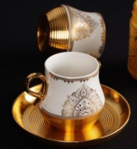 Acar Porselen Altın Desenli Kahve Fincanı KOH-010674/8