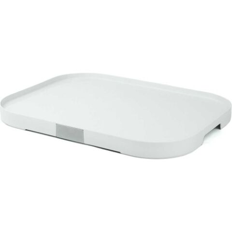 Primanova Krom Dekorlu Beyaz Plastik Servis Tepsisi