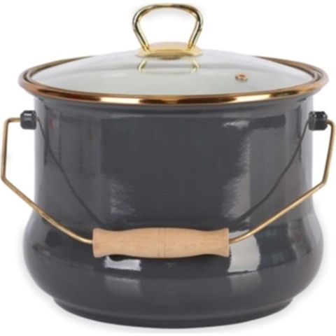 Acar Qualita 20 cm Emaye Tencere Bakraç Gri - Altın - 010797/6