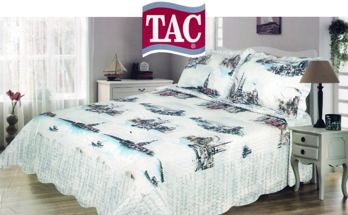 Taç Yatak Örtüsü Tek Kişilik İstanbul Lıne Beyaz