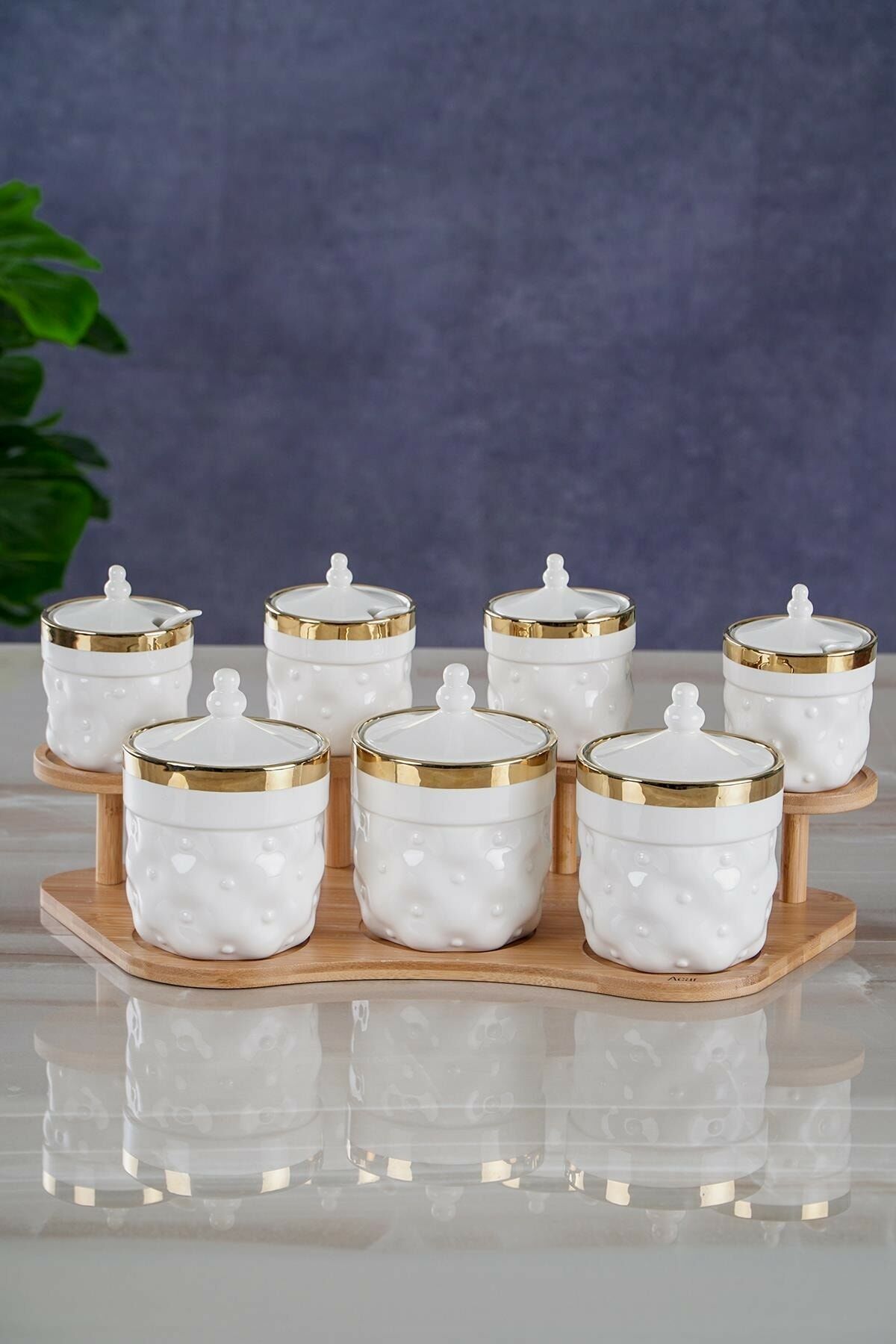 Acar La Purle 8 Parça Standlı Porselen Baharat Takımı