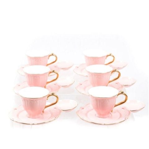 Lucky Art Flare Pembe 6 Kişilk Kahve Fincan Seti LYTS042
